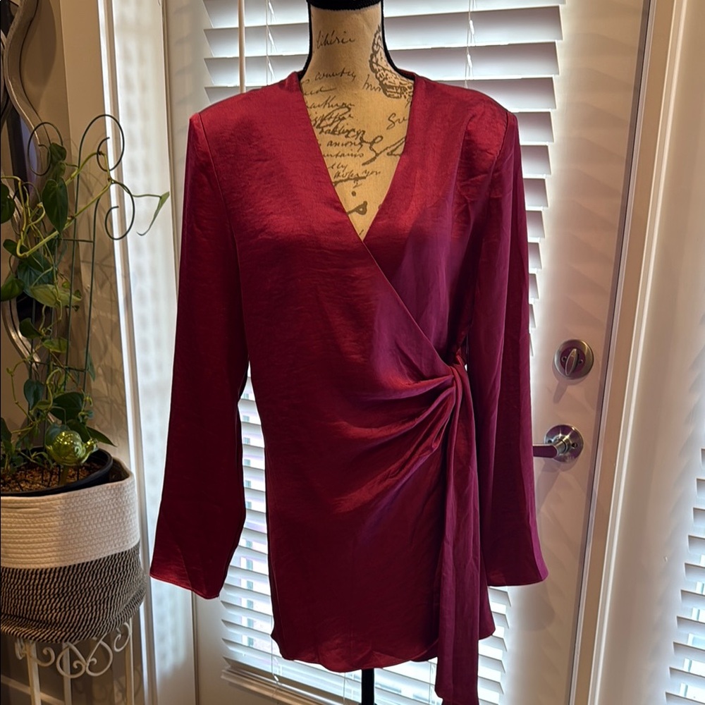 Elegant Burgundy Wrap Dress